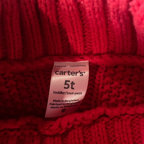 Red KNIT Poncho Carters Size 5T - Picture 3 of 3